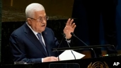 Palestinian President Mahmoud Abbas addresses the 78th session of the U.N. General Assembly, Sept. 21, 2023.