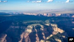 The Grand Canyon is seen while in flight from Air Force One, with President Joe Biden aboard, en route to Grand Canyon National Park Airport, Aug. 7, 2023, in Grand Canyon Village, Ariz. 