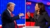 Calon presiden dari Partai Republik, mantan Presiden Donald Trump, berpidato dalam debat presiden, 27 Juni 2024, di Atlanta, kiri, dan Senator Kamala Harris, D-Calif., berpidato dalam debat pendahuluan presiden dari Partai Demokrat, 31 Juli 2019, di Detroit. (Foto: AP)