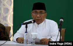 Ketua Pengurus Besar Nahdlatul Ulama (PBNU) Indonesia, Yahya Cholil Staquf. (VOA/Indra Yoga)