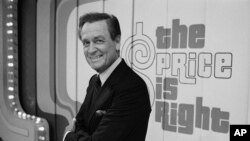 FILE - Game show host Bob Barker appears on the set of his show, "The Price is Right" in Los Angeles, California, July 25, 1985. Barker died Aug. 26, 2023, according to his publicist.