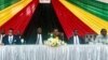 President Emmerson Mnangagwa, government officials and others at the ZITF on Wednesday.