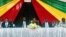 President Emmerson Mnangagwa, government officials and others at the ZITF on Wednesday.