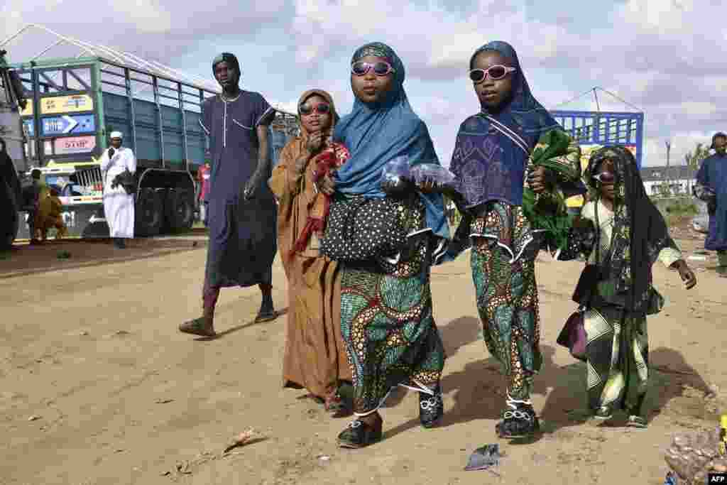 Children arrive for an Eid al-Fitr prayers at Kara Isheri, Ogun State in southwest Nigeria.