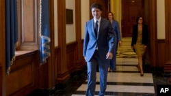 Canadian Prime Minister Justin Trudeau walks through the Capitol in Washington, July, 9, 2024. Trudeau is in Washington for a NATO summit this week.