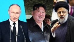 블라디미르 푸틴 러시아 대통령 · 김정은 북한 국무위원장 · 에브라임 라이시 이란 대통령.