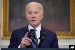 President Joe Biden delivers remarks on the verdict in former President Donald Trump's trial from the State Dining Room of the White House, May 31, 2024.
