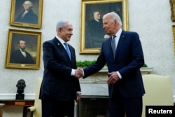 U.S. President Joe Biden meets with Israeli Prime Minister Benjamin Netanyahu in the Oval Office at the White House in Washington, July 25, 2024.