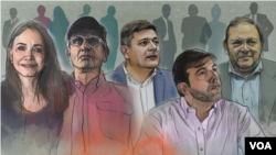 Ilustración de algunos de los principales candidatos de la oposición en Venezuela. VOA/ilustración