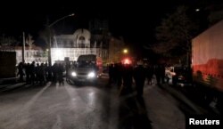 FILE - A view of Saudi Arabia's embassy in Tehran after a demonstration on Jan. 3, 2016, after Saudi Arabia's execution of a prominent Shi'ite cleric.