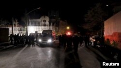 FILE - A view of Saudi Arabia's embassy in Tehran after a demonstration on Jan. 3, 2016, after Saudi Arabia's execution of a prominent Shi'ite cleric.