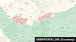 Ситуація на півночі Харківщини за даними аналітиків DeepStateMap.Live. Скріншот з веб-сторінки deepstatemap.live