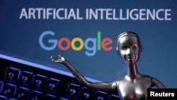 The Google logo and AI Artificial Intelligence words are seen in this illustration taken, May 4, 2023. (REUTERS/Dado Ruvic/Illustration)