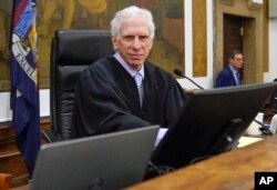FILE - Judge Arthur Engoron in the courtroom before the start of a civil business fraud trial against the Trump Organization, Oct. 4, 2023, at Supreme Court in New York.