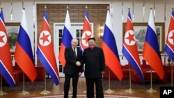 Sirna Simannaa Prezidaantii Raashiyaa Vilaadmiir Putin Prezidaantiin Kooriyaa Kaabaa Kim Jong Un Waxabajjii 19,2024 Piyoongyaang-tti taasisan