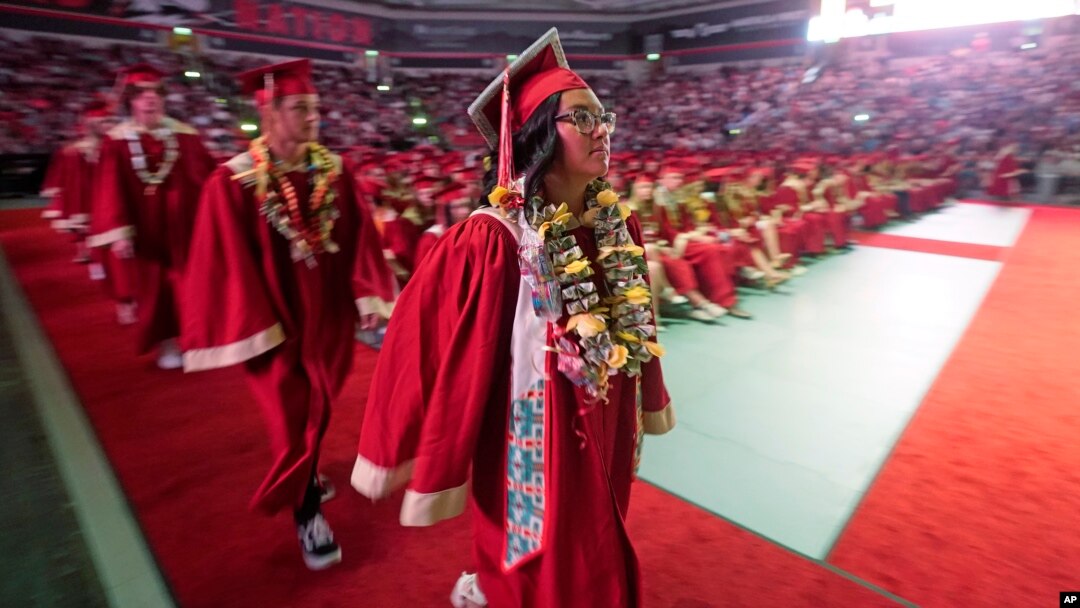 FILE - Amryn Tom graduates from Cedar City High School on Wednesday, May 25, 2022, in Cedar City, Utah.