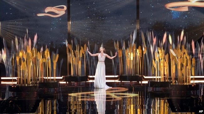 Tvorchi of Ukraine performs during the second semi final at the Eurovision Song Contest in Liverpool, England, Thursday, May 11, 2023.