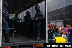 The National Bolivarian Guard leaves its station to start a new patrol on the streets of Caracas, Venezuela, on Aug. 1, 2024