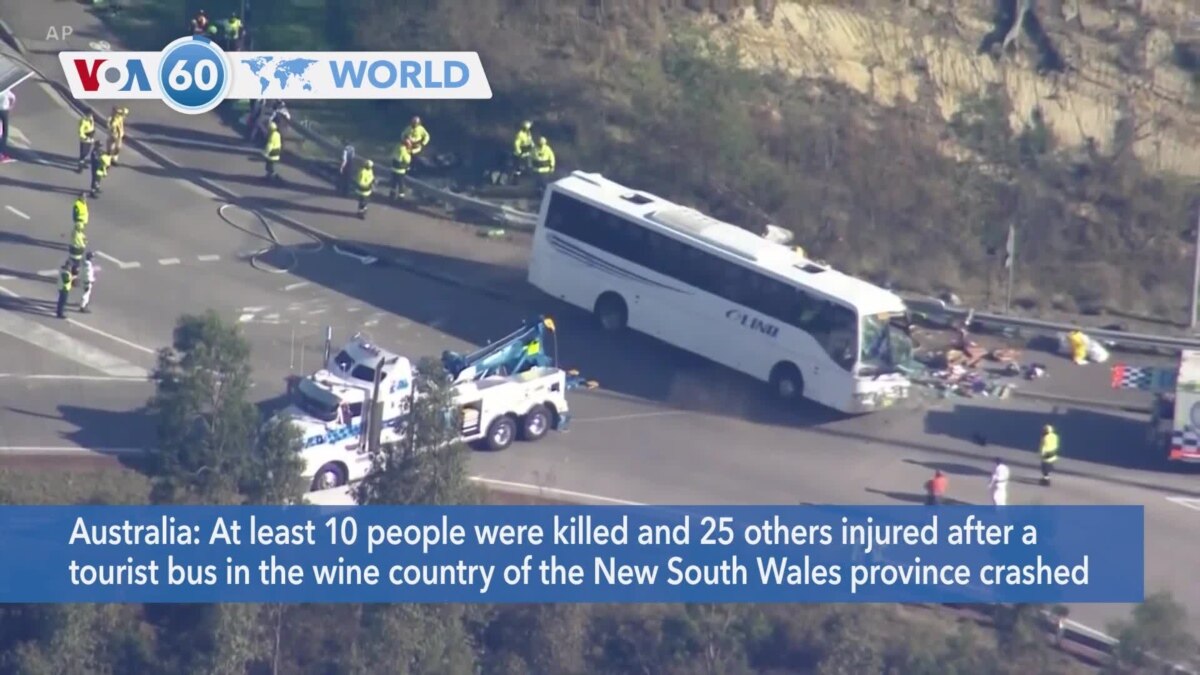 VOA60 World - 10 Killed, 25 Injured In Australia Bus Crash