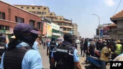 Members of the Madagascar Gendarmerie are seen patrolling in Antananarivo on October 2, 2023. 