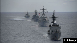 미국과 캐나다, 일본, 필리핀이 남중국해의 필리핀 배타적 경제수역(EEZ)에서 해상 합동훈련을 실시했다. 사진 = 미 해군 제공