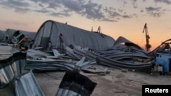 Uništen silos za žitarice od ruskog napada bespilotnim letjelicama, luka na Dunavu blizu Odese, 16. august