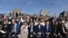 Religious leaders and other personalities attend an interreligious meeting on the parvis of Notre Dame de Paris cathedral in Paris on Aug. 4, 2024. 