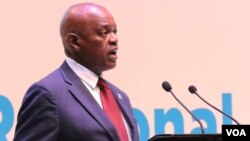 Botswana President Mokgweetsi Masisi addresses delegates at the WHO Africa Region meeting in Gaborone, Aug. 28, 2023. (Mqondisi Dube/VOA)