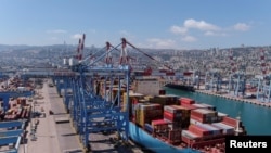 FILE - Haifa Port in Haifa, Israel, July 24, 2022. Yemen's Houthis said early on Sunday they carried out a joint military operation with the Islamic Resistance in Iraq militant group against four ships at the port. 