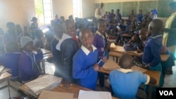 Children attending a lesson at Nhwali Primary School