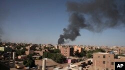 Smoke is seen in Khartoum, Sudan, April 19, 2023.
