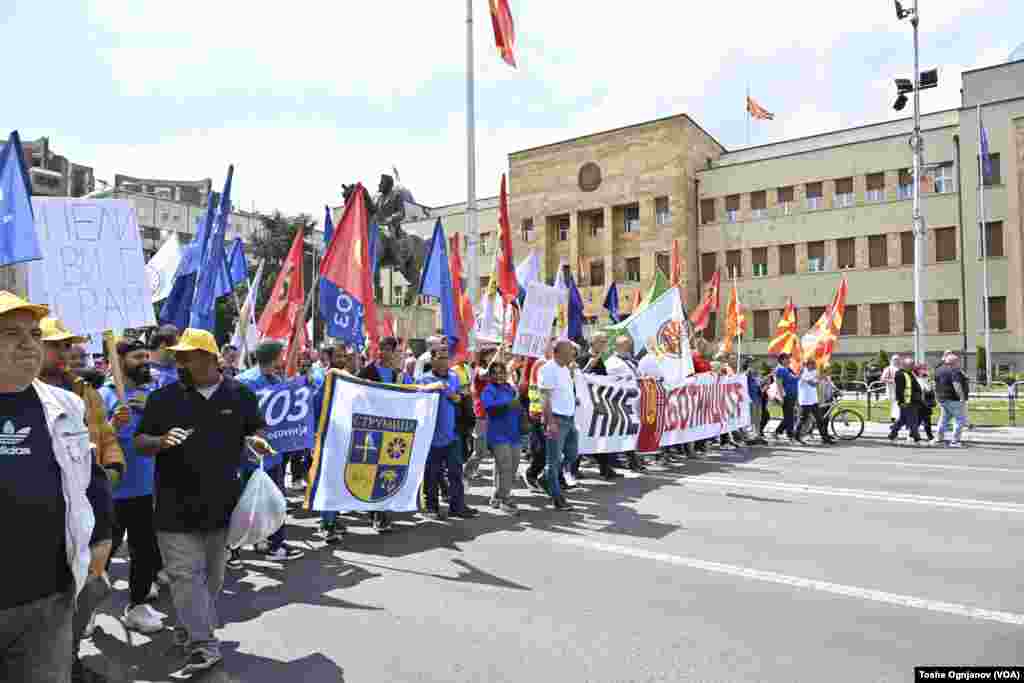  Протест на обединетите синдикати за поголеми работнички права, под мотото &bdquo;Ние работниците&ldquo;. Скопје, 1ви Мај, 2024 &nbsp; 