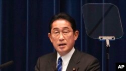 2023年2月24日，星期五，日本首相岸田文雄在東京舉行的新聞發布會上發表講話。