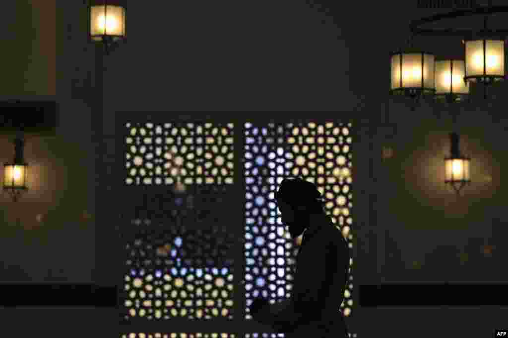 A Muslim worshipper prays at the Naif Mosque in Dubai, during the Muslim holy month of Ramadan. 