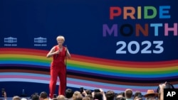 Betty Who performs at a Pride Month celebration on the South Lawn of the White House, June 10, 2023, in Washington.