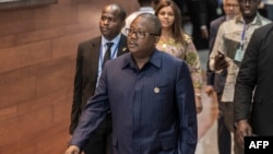 FILE - Guinea Bissau President Umaro Sissoco Embalo arrives at assembly session of the African Union at its headquarters in Addis Ababa on Feb.19, 2023. Embalo is also chairman of the Economic Community of West African States.