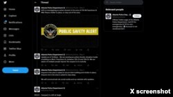 A screenshot showing Tweets sent by the Atlanta Police Department May 3, 2023, warning of an active shooter in Atalanta.