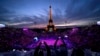 A beach volleyball match at the 2024 Summer Olympics, July 27, 2024, in Paris, France.