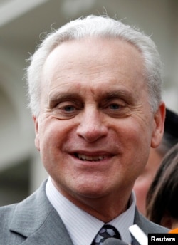 FILE - Then-U.S. Ambassador to Ankara Francis Ricciardone speaks to reporters following his visit to Turkey's ruling Justice and Development Party headquarters in Ankara, March 4, 2011.