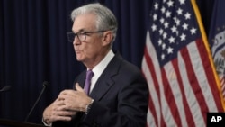 Federal Reserve Chairman Jerome Powell speaks during a news conference following the Federal Open Market Committee meeting, Sept. 20, 2023, in Washington.