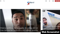 Screenshot of the home page of Radio Marti, which presents news in Spanish.
