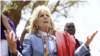 La primera dama de Estados Unidos, Jill Biden, durante una convivencia con mujeres de la comunidad maasai en Ngatataek, Kenia, el domingo 26 de febrero de 2023.