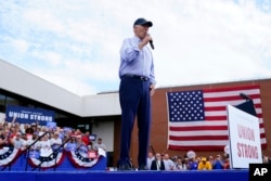 President Joe Biden speaks during a Labor Day event at the Sheet Metal Workers Local 19, in Philadelphia, Sept. 4, 2023.