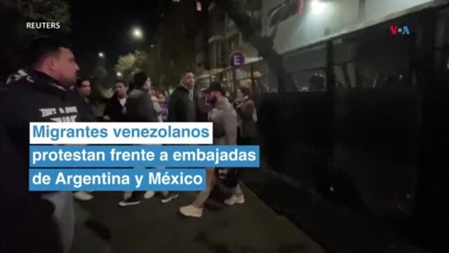 Migrantes venezolanos protestan frente a embajadas de Argentina y México Migrantes venezolanos protestan frente a embajadas de Argentina y México