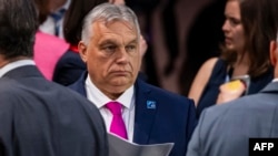 FILE - Hungarian Prime Minister Viktor Orban attends a meeting of the NATO-Ukraine Council during the NATO 75th anniversary summit at the Walter E. Washington Convention Center in Washington, on July 11, 2024. 