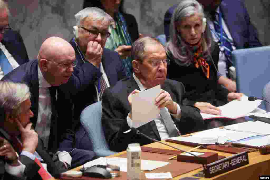 Russian Foreign Minister Sergei Lavrov attends a meeting of the United Nations Security Council on &quot;Effective multilateralism through the defense of the principles of the Charter of the United Nations,&quot; at the U.N. headquarters in New York.