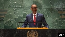 Rais wa Rwanda Paul Kagame akihutubia mkutano wa baraza kuu la Umoja wa Mataifa huko New York, Septemba 20 2023. Picha na Cia Pak / UMOJA WA MATAIFA / AFP