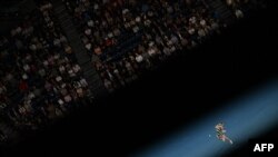 Ukraine&#39;s Dayana Yastremska hits a return against China&#39;s Zheng Qinwen in their women&#39;s singles semi-final match on day 12 of the Australian Open tennis tournament in Melbourne.