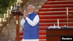 El primer ministro de la India, Narendra Modi, en la ceremonia de juramento en el palacio presidencial en Nueva Delhi, India, el 9 de junio de 2024.