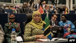 FILE - President of Tanzania Samia Suluhu Hassan attends a summit on the sidelines of the 36th Ordinary Session of the Assembly of the African Union, in Addis Ababa, Feb. 17, 2023.